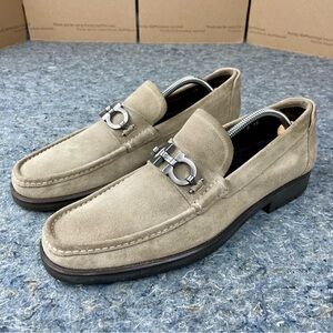 !24 hr sale / Salvatore Ferragamo | Large Gancini Ornament | Suede Loafers